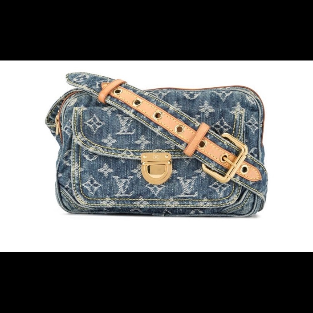 Indigo blue canvas LV bum bag.